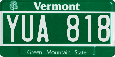 VT license plate YUA818