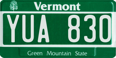 VT license plate YUA830