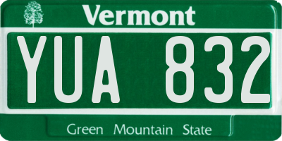 VT license plate YUA832