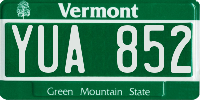 VT license plate YUA852