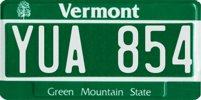 VT license plate YUA854