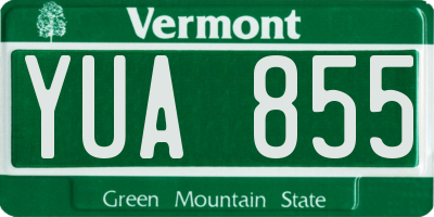 VT license plate YUA855