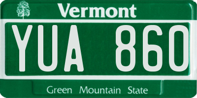 VT license plate YUA860