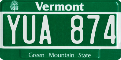 VT license plate YUA874
