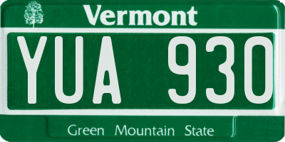 VT license plate YUA930