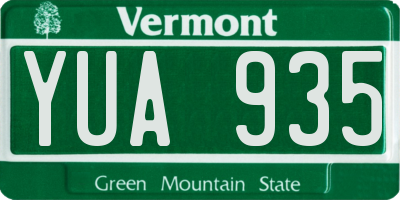 VT license plate YUA935