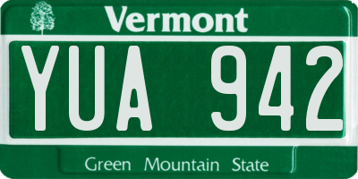 VT license plate YUA942