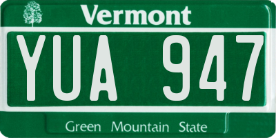 VT license plate YUA947