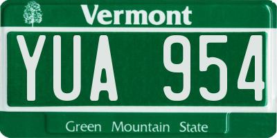 VT license plate YUA954