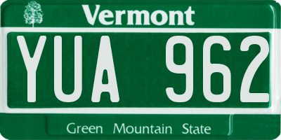 VT license plate YUA962