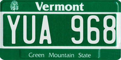 VT license plate YUA968
