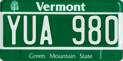 VT license plate YUA980