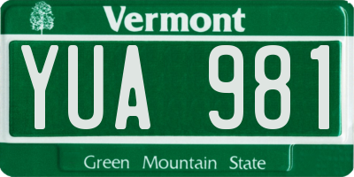 VT license plate YUA981