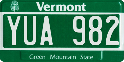 VT license plate YUA982