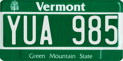 VT license plate YUA985