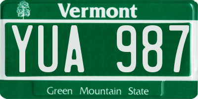 VT license plate YUA987