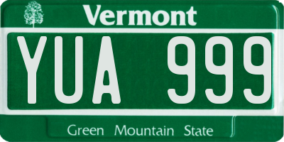 VT license plate YUA999