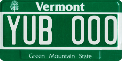 VT license plate YUB000