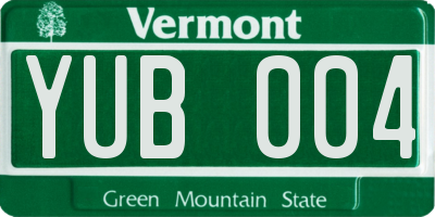 VT license plate YUB004