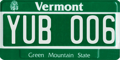 VT license plate YUB006