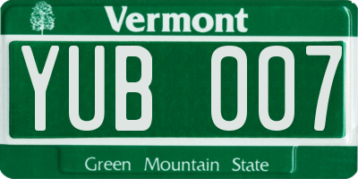 VT license plate YUB007