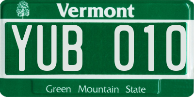 VT license plate YUB010