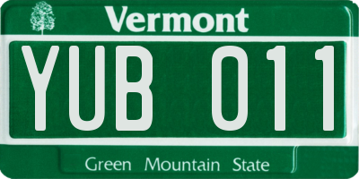 VT license plate YUB011