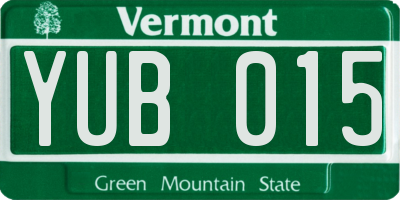 VT license plate YUB015