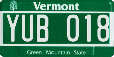 VT license plate YUB018
