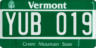 VT license plate YUB019