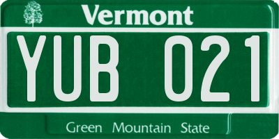 VT license plate YUB021