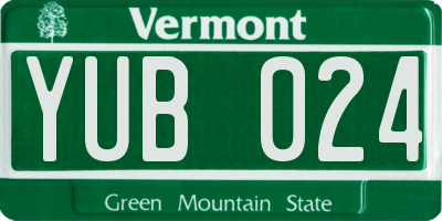 VT license plate YUB024