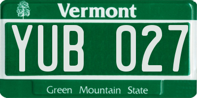 VT license plate YUB027