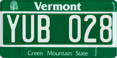 VT license plate YUB028
