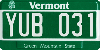 VT license plate YUB031