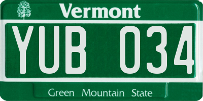 VT license plate YUB034