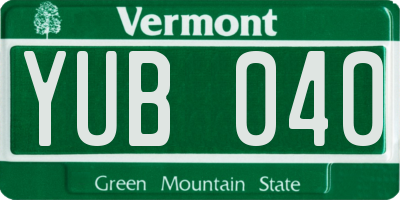 VT license plate YUB040