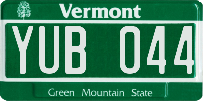VT license plate YUB044