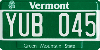VT license plate YUB045