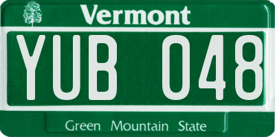 VT license plate YUB048