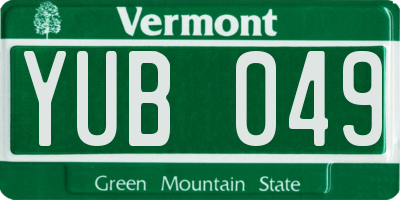 VT license plate YUB049