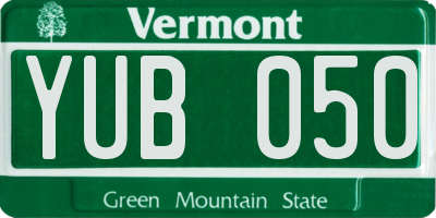 VT license plate YUB050