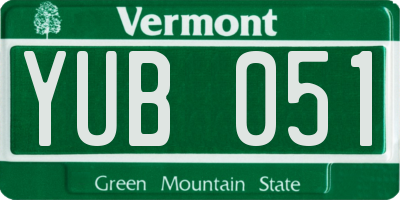 VT license plate YUB051