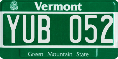 VT license plate YUB052
