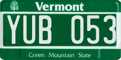 VT license plate YUB053