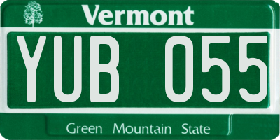 VT license plate YUB055