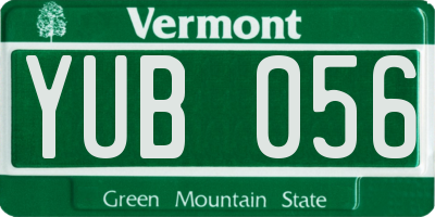VT license plate YUB056