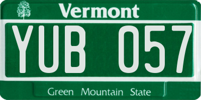 VT license plate YUB057