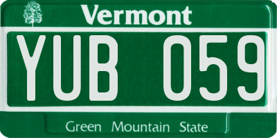 VT license plate YUB059