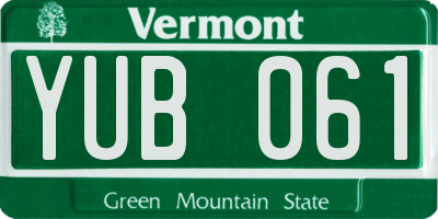VT license plate YUB061